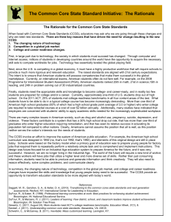 The Common Core State Standard Initiative: The Rationale