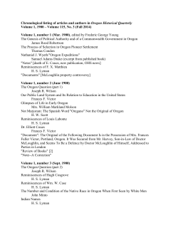 Chronological listing of articles and authors in Oregon Historical