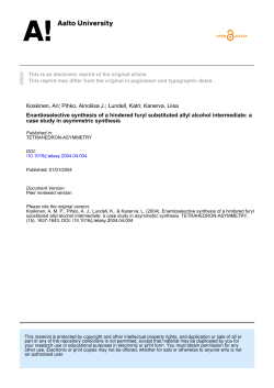 Kanerva, Liisa Enantioselective synthesis of a hindered furyl