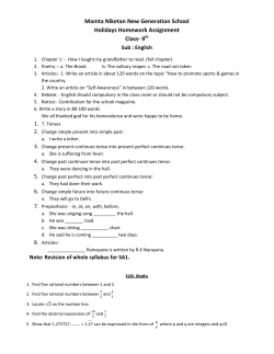 Mamta Niketan New Generation School Holidays Homework