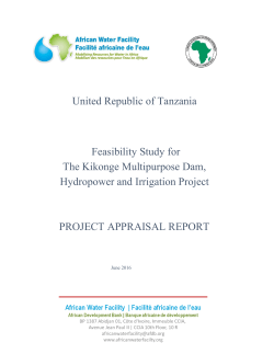 Feasibility Study for The Kikonge Multipurpose Dam, Hydropower