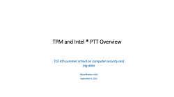 TPM and Intel &reg; PTT Overview