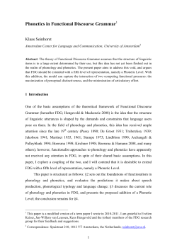 Phonetics in FDG - Phonetic Sciences, Amsterdam