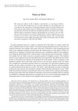 Peers at Work - Agricultural and Resource Economics