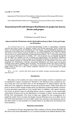 Seasonal growth and nitrogen distribution in grapevine leaves