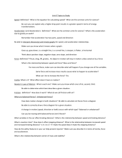 Unit E Topics to Study Speed: Definition? What is the equation for