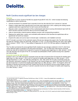 North Carolina enacts significant tax law changes
