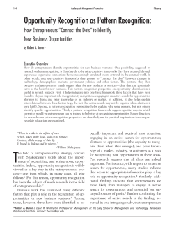 Opportunity Recognition as Pattern Recognition