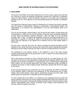 BRIEF HISTORY OF NATIONAL ROADS IN THE PHILIPPINES I