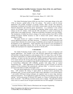 Global Navigation Satellite Systems: Genesis, State