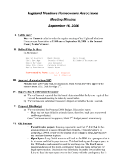 HOA 2006 Minutes:Budget