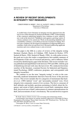 a review of recent developments in integrity test research