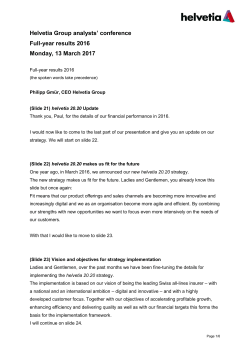 Helvetia Group analysts` conference Full
