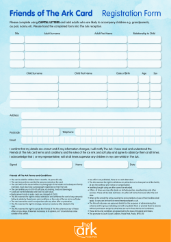 Friends of The Ark Card Registration Form