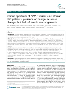 Unique spectrum of SPAST variants in Estonian HSP patients