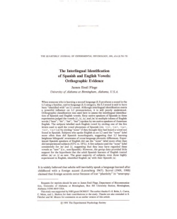 The Interlingual Identification of Spanish and English Vowels