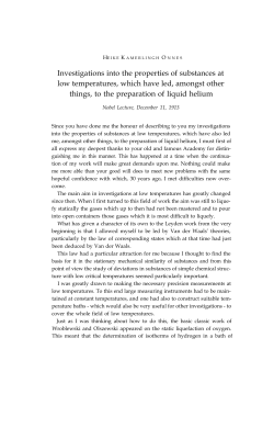 Heike Kamerlingh Onnes - Nobel Lecture