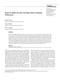 Reach For What You Like: The Body`s Role in Shaping Preferences