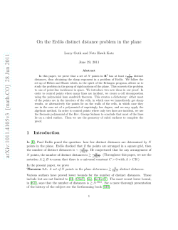 On the Erdos distinct distance problem in the plane