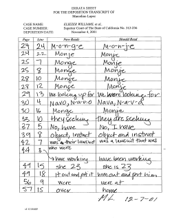 ERRATA SHEET FOR THE DEPOSITION TRANSCRIPT OF