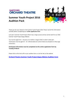 Summer Youth Project 2016 Audition Pack
