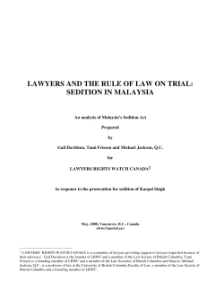 LAWYERS AND THE RULE OF LAW ON TRIAL: SEDITION IN