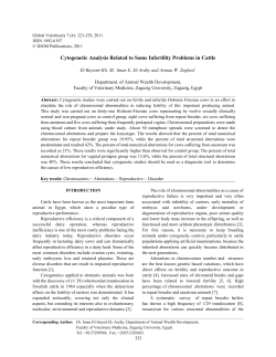 Cytogenetic Analysis Related to Some Infertility Problems in Cattle