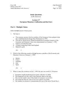 Study Questions (with Answers) Lecture 17 European Monetary