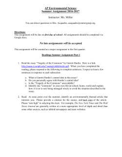 AP Environmental Science Summer Assignment 2016-2017
