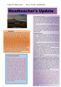 Headteacher`s Update - St Andrew`s C of E (VC) Primary School