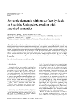 Semantic dementia without surface dyslexia in Spanish