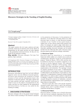 Discourse Strategies in the Teaching of English Reading
