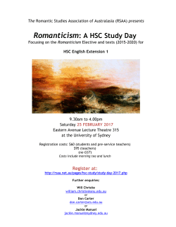 Romanticism: A HSC Study Day - Romantic Studies Association of