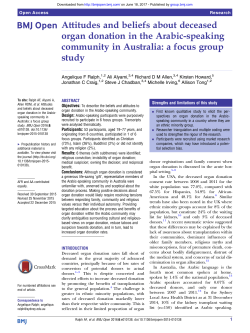 Attitudes and beliefs about deceased organ donation in