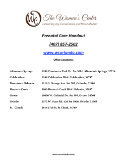 Prenatal Care Handout - The Women`s Center of Orlando