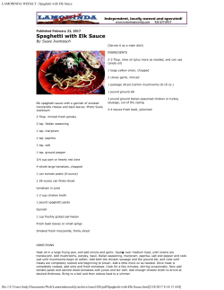 LAMORINDA WEEKLY | Spaghetti with Elk Sauce