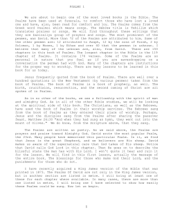 Psalms A - Love The Lord Bible Studies