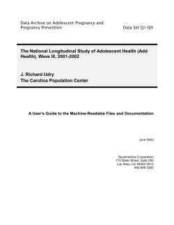 The National Longitudinal Study of Adolescent Health (Add Health
