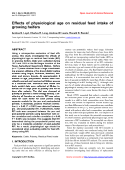 Effects of physiological age on residual feed intake of growing heifers