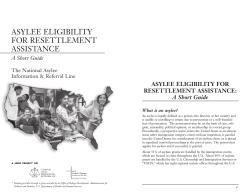 ASylee elIgIbIlITy for reSeTTlemenT ASSISTAnCe