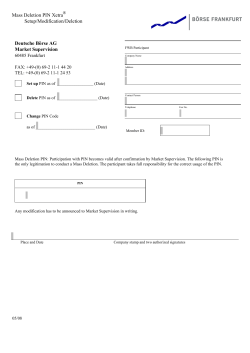 Mass Deletion PIN Xetra Setup/Modification