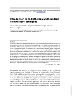 Introduction to Radiotherapy and Standard Teletherapy Techniques