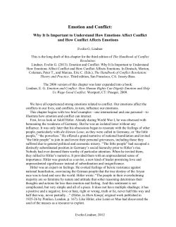 Emotion and Conflict - Human Dignity and Humiliation Studies