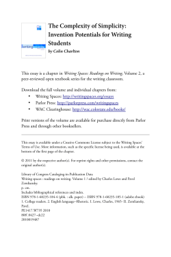The Complexity of Simplicity: Invention Potentials for Writing Students
