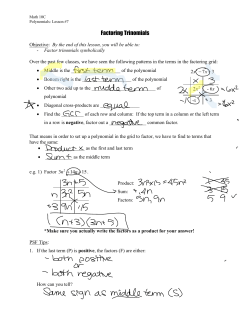 Polynomials 7 - Factoring Trinomials
