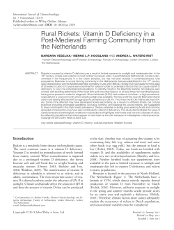 Rural Rickets: Vitamin D Deficiency in a PostMedieval Farming