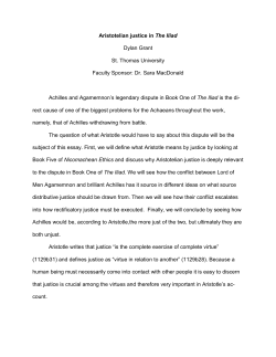 Aristotelian justice in The Iliad Dylan Grant St. Thomas University