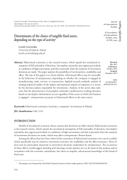 Determinants of the choice of tangible fixed assets, depending on