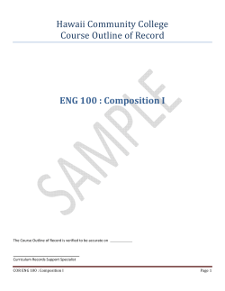 Hawaii Community College Course Outline of Record ENG 100