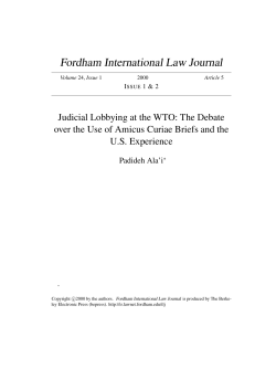 Judicial Lobbying at the WTO: The Debate over the Use of Amicus